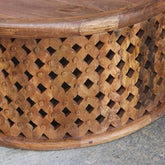 Bristol Carved Round Coffee Table Honey 80cm